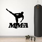 HANDADA Stickers muraux d'arts Martiaux/Arts Martiaux Mixtes Combat de Porte de Gymnase Salle d'intérieur/Autocollants d'humour Les Autocollants muraux Noirs sont très faciles à Colle 63x57cm