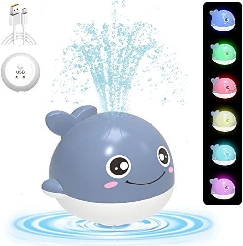 Baby Bath Toys Light Up Whale Bath Toys for Toddlers 1-3 Rechargeable Sprinkler Bathtub Toys for Baby 6-12-18-36 Months Spray Water Bath Toy for Kids Boys Girls Pool Bathroom Baby Toddlers Toys