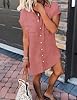 Zilcremo Women Denim Shirt Dresses Short Sleeve Di... #1
