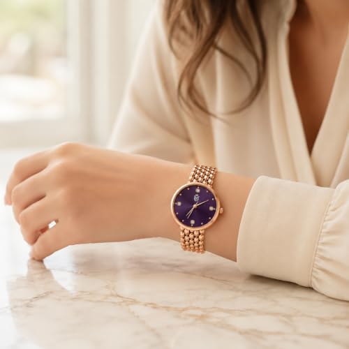 Image of MOOVER Analog Watch for Women & Girls | Luxury Bracelet Style Ladies Wrist Watch | Crystal Dial with Premium Stainless Steel Chain Strap | Fashion Watch for Daily Wear, Party & Gift