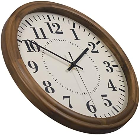 NULIPING Wall Clock for Living Room Decor Non-Ticking Silent Clock with Battery Operated Solid Wood Frame Rustic Clock for Bedroom Home Office School 13.7 Inch (Walnut Brown)