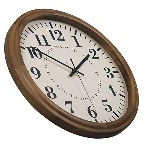 Nuliping Wall Clock For Living Room Decor Non-Ticking Silent Clock With Battery Operated Solid Wood Frame Rustic Clock For Bedroom Home Office School 13.7 Inch (Walnut Brown) #TOP13