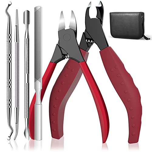 Toenail Clippers for Thick Nails - Toe Nail Clippers for Seniors Thick Nails & Ingrown Toenail Treatment, Professional Sharp Heavy Duty Nail Clippers Set for Men, Women, Adult