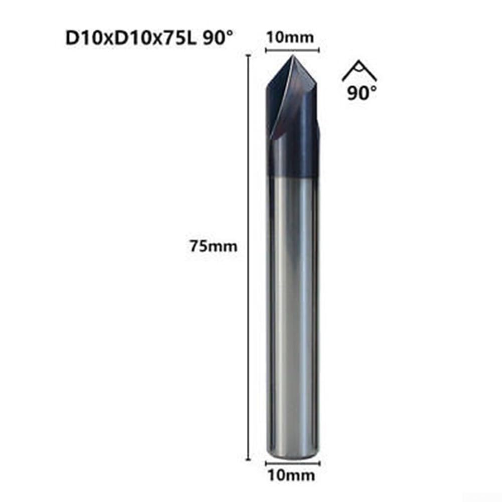 Fresa de extremo biselado de carburo de 90 grados, cortador de 3 flautas para acero y aluminio (D10)