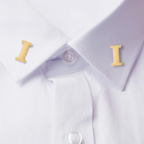 Image of HONEY BEAR Mens Womens Initial Alphabet Letter Lapel Pins Collar Badge Brooches for Business Wedding Graduation Gift Matte Gold 0.59 inches