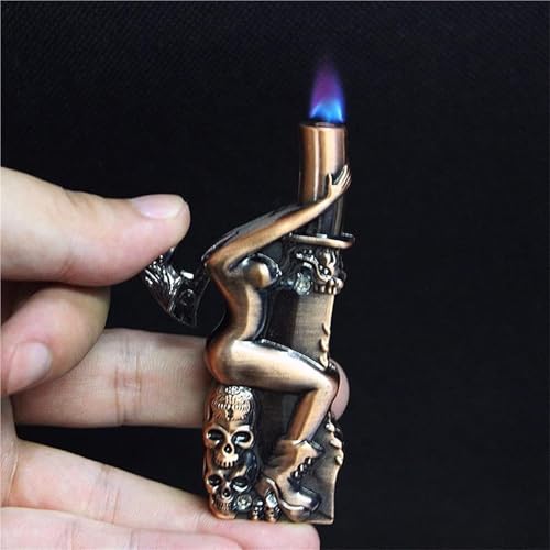 Encendedor metálico recargable diseño chica vintage miniatura 4