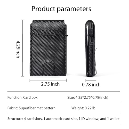 Generic Men's RFID Metal Card Box Wallet Large Carbon Fiber Card Bag Wallet ID Window Folding Pocket Card Seat High end Feeling (wallet grey)2