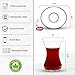 Turkish Tea Glass Set, Big Size, Slim Waist Design with Thick Base Prevent Tea From Getting Cold, Easy to Keep for 6 People, 6 Elliptical Saucers, 6 Glasses, Useful Set (12 Pieces)