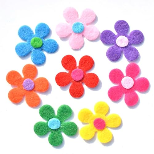 Image of 250 Pcs Felt Flowers Fabric Flower Embellishments, Small Craft Flowers Felt Flower Appliques, Colorful Felt Flower Bulk for DIY Crafts Sewing Handcraft Decoration, Clothes Hats Bags Craft Decorations