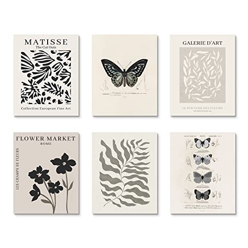 Image of Habseligkeit Butterfly Master Wall Art Prints, Abstract Matisse Wall Art Exhibition Posters, Vintage Wall Art Prints, Retro Room Decor for Aesthetic Bedroom 11x14inch, Unframed