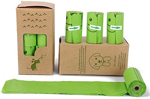 Dog Poo Bags, 120 Extra Thick and Strong Poo Bags for Dogs, EN13432 Highest Rated Environmentally Sustainable, Guaranteed Leak-proof, 8 Rolls, 15 Doggy Bags Per Roll 23x33cm