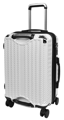 Valise cabine rigide Welkom blanche 8 roues porte-gobelet 5 poignées