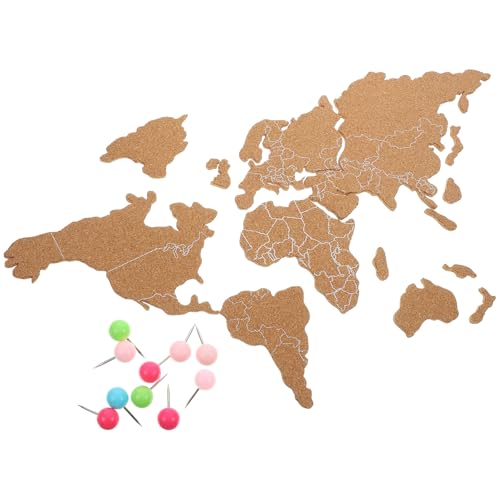 YARNOW Mapa del Mundo de Tablero Rústico Autoadhesivo de Corcho para Decoración Mural Vintage, Adecuado para Ambientes de Hogar y Oficina Color Aleatorio