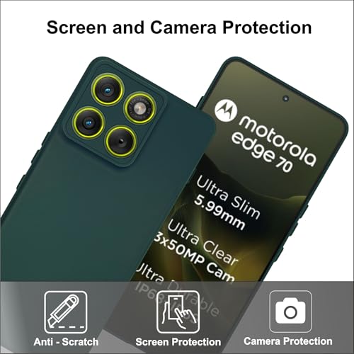 Image of SBMS Silicone Back Cover Case for Motorola Moto Edge 70 5G | Soft Micro-Fibre Lining Inside | Camera Protection Bump | Shockproof Back Cover Case for Moto Edge 70 (Candy Cloth Green)