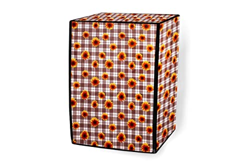 Image of Stylista Washing Machine Cover Compatible for Bosch 8 kg Front Load WAT24463IN Gingham Floral Pattern Coffee