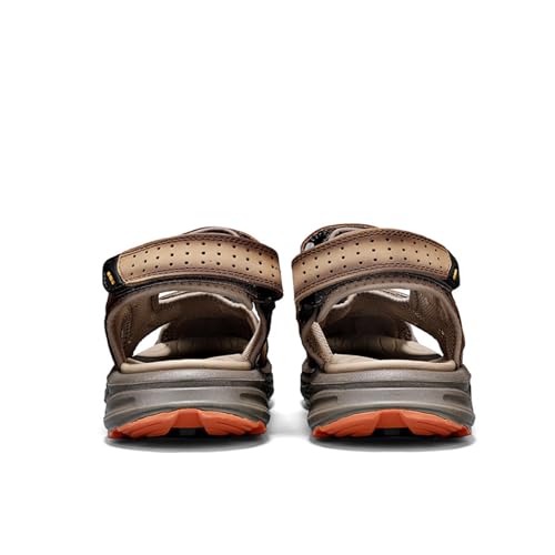 Fashion Men's Handmade Hiking Sandals, Large Size Real Leather Closed Toe Sandals, Outdoor Breathable Backpacking Beach Shoes3