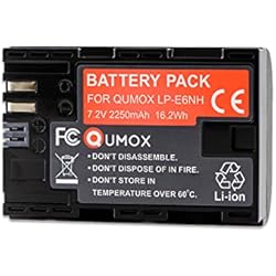 Batería Canon 6D QUMOX Batería LP-E6NH para Canon EOS 5D Mark II/III/IV, 5DS, 5DS R, 6D, 6D Mark II, 7D, 7D Mark II, 70D, 80D, 90D, R, R5, R5C, R6, R7, Ra, XC10, XC15, BMPCC 4K, BMPCC 6K