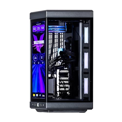 Image of Velztorm LCD Black Praetix Custom Built Y70 Touch Gaming Desktop (Radeon RX 7900 XT 20GB (Beats 4080), Liquid Cooled Intel i9-14900K, 64GB DDR5, 8TB PCIe SSD, 1000W PSU, WiFi 6E, Win10Home)