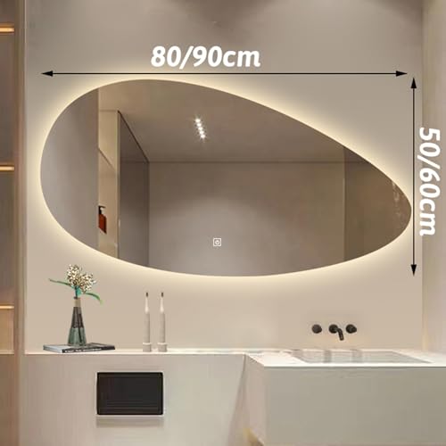 Miroir de salle de bain LED dimmable 50x80 cm anti-buée rectangulaire - 6