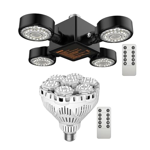 SANSI US SANSI Grow Lights for Indoor Plants with Remote Control, 40W + 40W Full Spectrum, Dimmable, Auto On Off 4 8 12 Hrs Timer, Plant Lights with Optical Lens, Perfect for Indoor Greenhouse