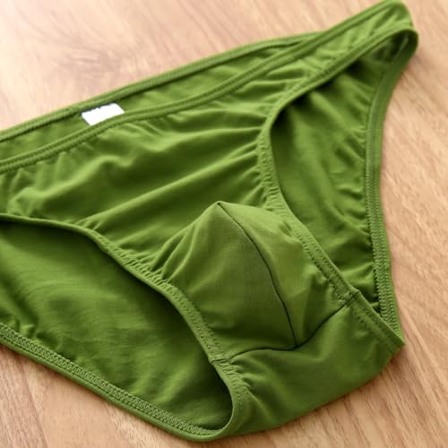 Men's Underwear Briefs Cotton Breathable Sexy thongs Boxers for Man With Pouch bulge Pack Quick Dry Green Thongs2