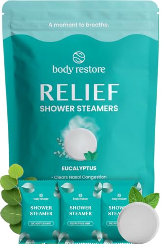 Body Restore Shower Steamers Aromatherapy 15 Pack Fathers Day Gift for Dad Luxury Spa Gift for Men Stress Relief & Relaxation Self Care Premium Eucalyptus Essential Oil Tablets