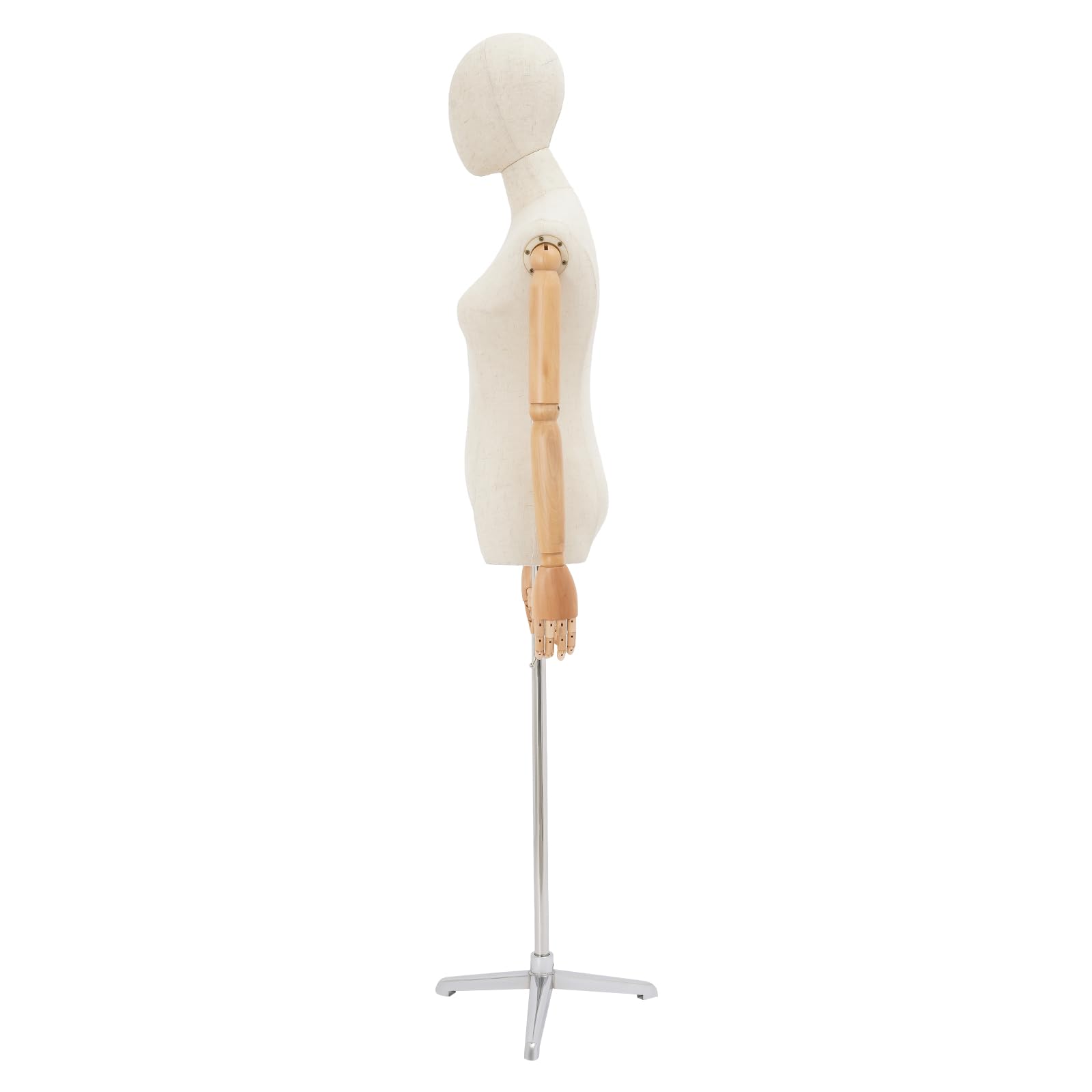 Manichino femminile, manichino da sarta, altezza regolabile 157 – 215 cm, manichino da donna con braccia flessibili in legno, manichino per abiti e gioielli