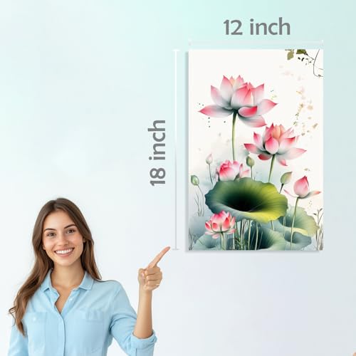 Image of SiddArtify Lotus Flower Wall Art Prints Set - Botanical Poster Decor for Living Room Bedroom Office - 12x18 inch Board Pack of 6