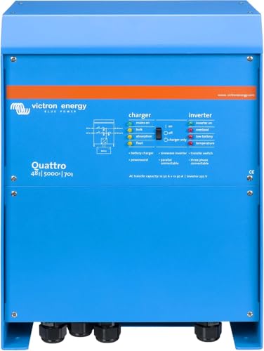 Victron Energy Quattro Inversor de Onda Sinusoidal Pura 5000VA 48-Voltios 230V Cargador de Batería 70 amperios