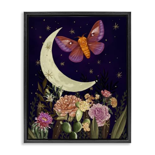 Lunar Butterfly Night Sky Garden, 25 x 31 Inch Canvas in Floater Frame