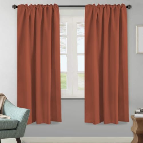 Image of H.VERSAILTEX Blackout Curtains Thermal Insulated Window Treatment Panels Room Darkening Blackout Drapes for Living Room Back Tab /Rod Pocket Bedroom Draperies, 52 x 72 Inch, Orange, 2 Panels