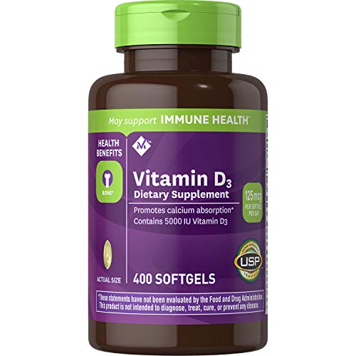 Member's Mark Vitamin D-3 5000 IU Dietary Supplement (400 ct.) (Pack of 2)