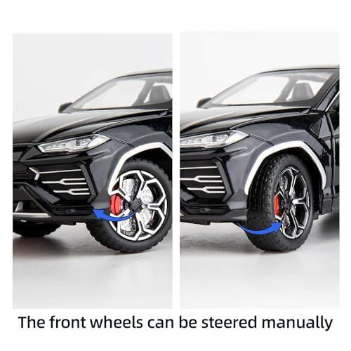 Image of Compatible For 1:24 Lamborghini Urus Car Model, Diecast Pull Back Car Toy Car, Doors Open, Light And Sound, Boys Toys Kids Adults Gifts(Design-39), Black