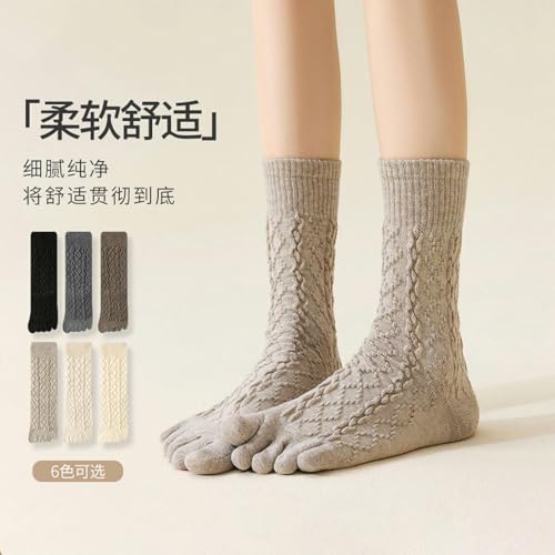 3 pairs - mid-tube split-toe girls wool thin winter warm socks4