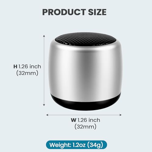 Image of Best Mini Portable Bluetooth Speaker with HD Sound & Bass I Smallest Wireless Bluetooth Speakers for Phone /PC /Tablet I Photo Selfie Button Answer Phone Calls I Cute Tiny Speaker (Silver)
