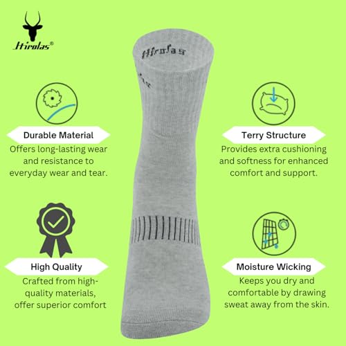6 Pack Mens White Crew Cushion Breathable Socks Full Length Socks Fits Mens Shoe Size 6-124