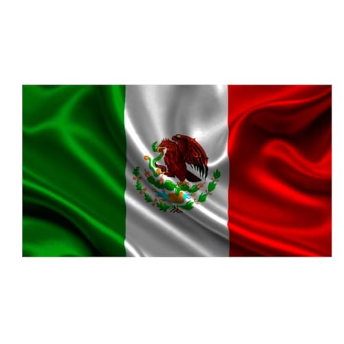 Drapeau du Mexique, Drapeau 90 cm x 150 cm, Grand avec œillets pour mât et cordons pour fixer, léger, pour sports, football, bâtiments, (Mexique 1 pièce)