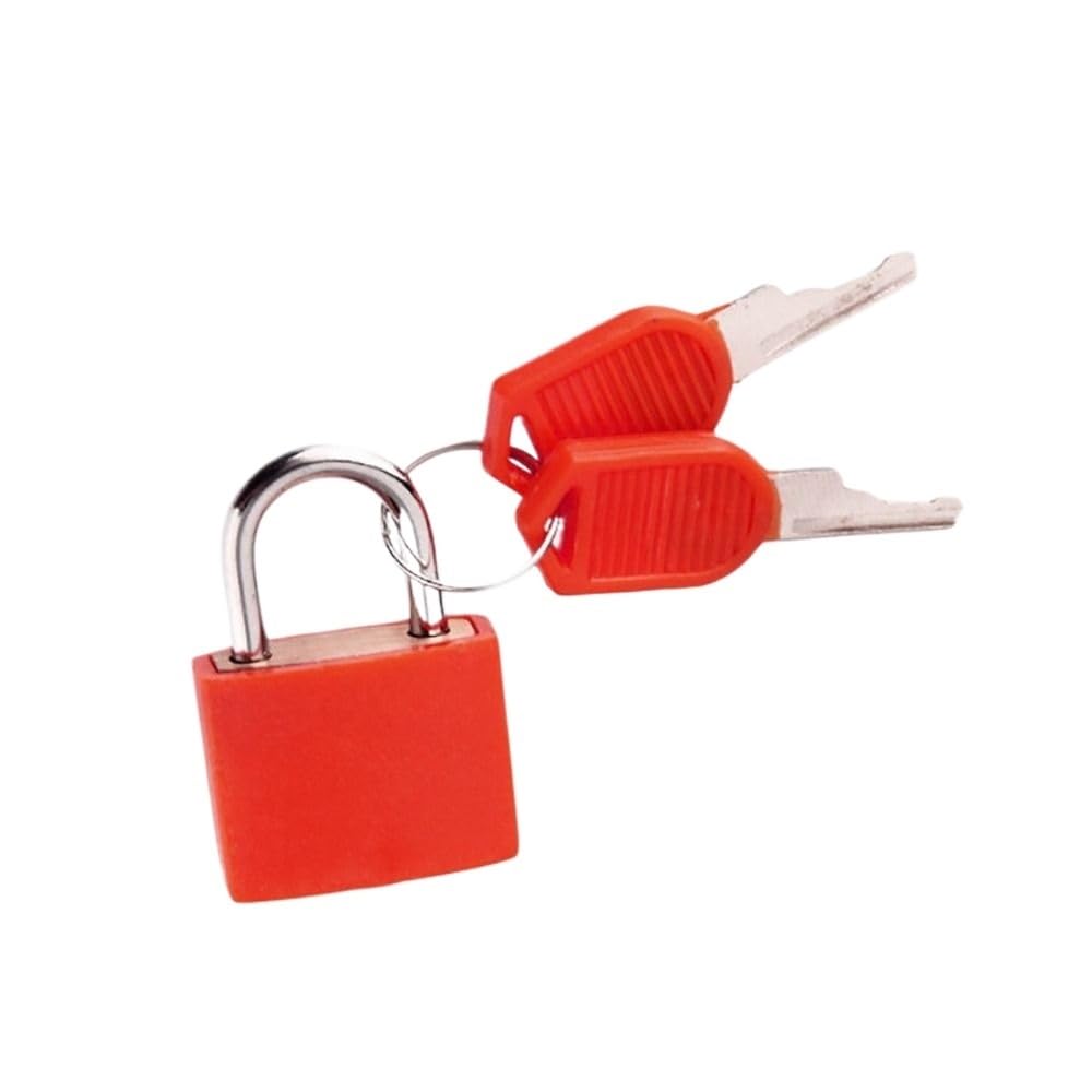 Padlock 2PCS 23 * 30 * 18.5mm Coloured Small Luggage Lock Cabinet Door Bookbag Diary Suitcase Anti-Theft Security Padlock(23mm red)
