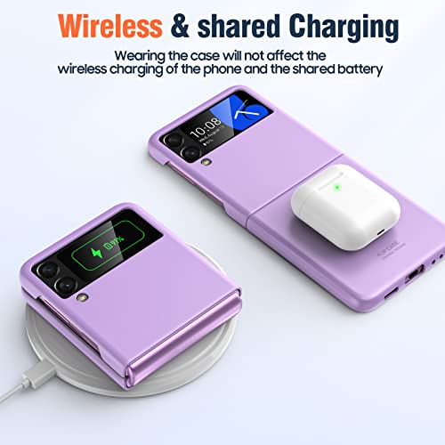 Vizvera For Samsung Galaxy Z Flip 4 Case, Shockproof Protection Anti-Scratch Phone Case For Galaxy Z Flip 4 5G (2022)-Lavender Purple #TOP5
