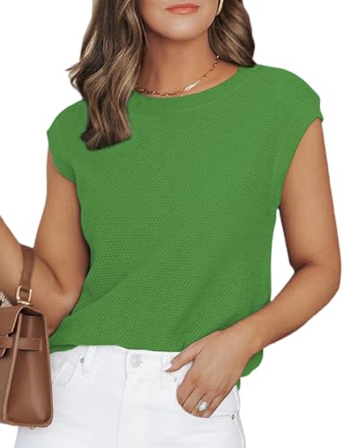 Image of CiCiBird Women Summer Cap Sleeve Sweaters Knit Crew Neck Pullover Tank Tops 2025 Casual Trendy Shirt