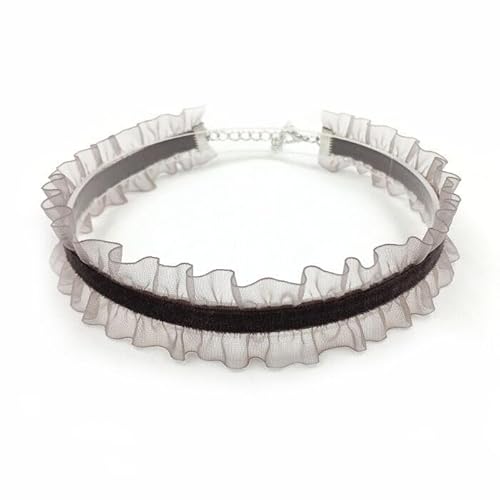 Image of Bethynas Gothic Sexy Lace Choker Necklace Vintage White Lace Bowknot Collar Neck Chain Bridal Weeding Party Pearl Neck Accessories Lolita Cosplay Costume Jewelry for Women and Girls (Style 1-Grey)