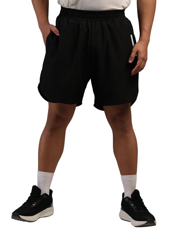 Image of CHKOKKO Double Layered Gym Shorts for Men Workout | Compression Inner Layer with Pockets Across Inner Outer and Back | Dry Fit Sports Athletic wear for Running Jogging or Training