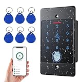 Smart Lock Zugangssystem mit Fingerabdruck & RFID, Unterputz Elektronisches Türschloss für Haustür, IP66, Code & Transponder, mit Mobile App Passwortsteuerung Eingebettetes Zugangssystem