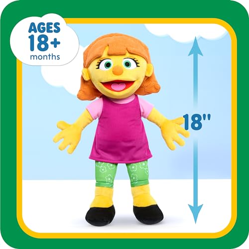 SESAME STREET Just Play Big Hugs 18-inch Large Plush Julia Doll, Soft Fabric, Pretend Play, Kids Toys for Ages 18 Month - Thumbnail 2