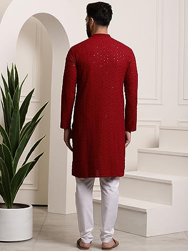 Image of SOJANYA Timeless Traditions (Since 1958) Men's Pure Cotton Sequin Embroidered Kurta Pyjama Set