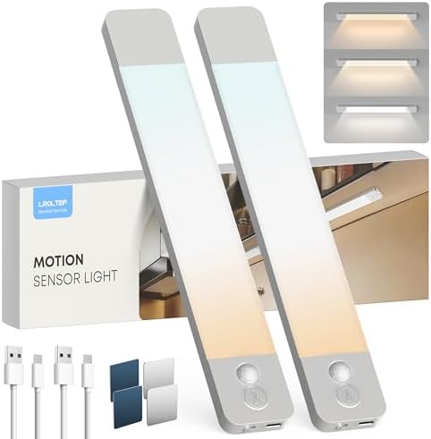 Luz Led Cocina Armario Sensor Movimiento 20CM 1100mAh 3 Colores Ajustables Sensor de Movimiento Interior Recargable Armario luz led Adhesiva Nocturna ...