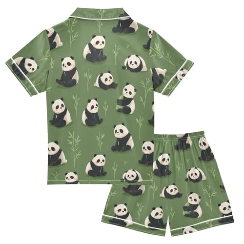 Panda Leaf Green Pajamas Set Soft Pjs Sets 2 Piece Short Sleeve Sleepwear Casual Loungewear2