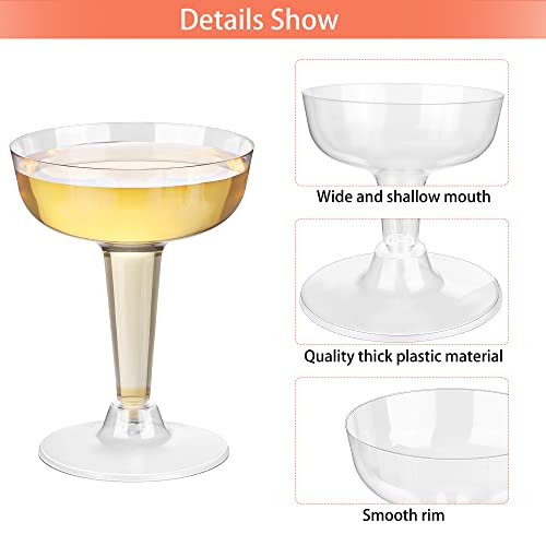 Shojoy 120 Pieces Plastic Margarita Glasses 4 Ounces Disposable Coupe Glasses Clear Champagne Tower Cups Party Cocktail Glasses Martini Glasses For Birthday Wedding Cinco De Mayo Party Supplies #TOP2