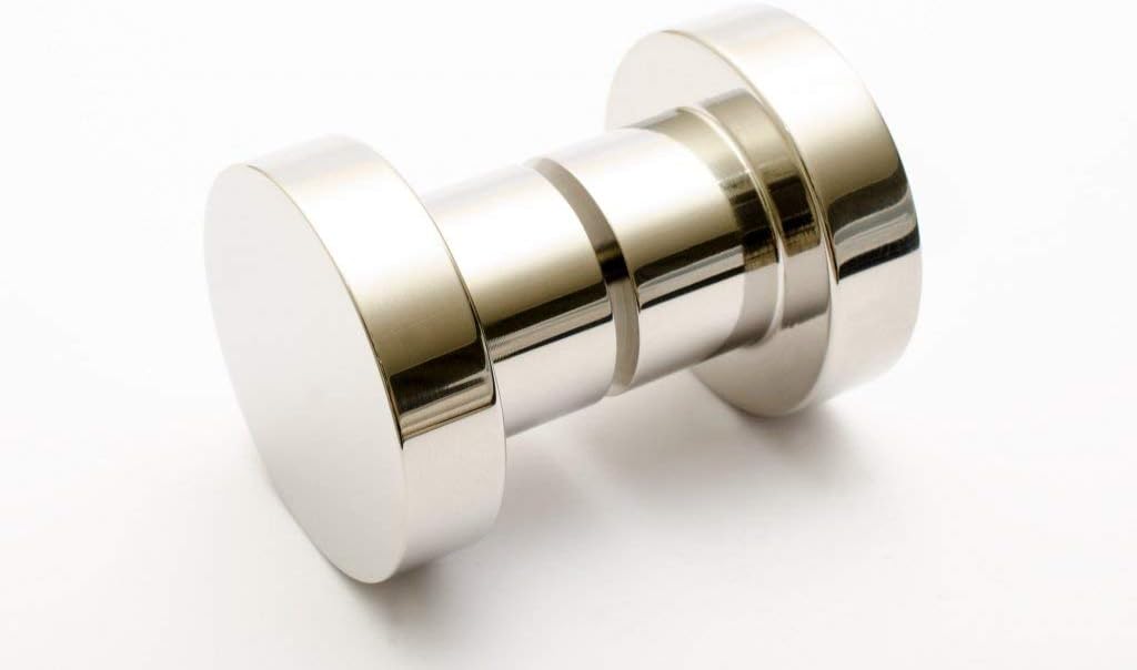 Round Style Back-to-Back Shower Door Knobs Glass Shower Door Handle (2" Large, Brushed Brass)