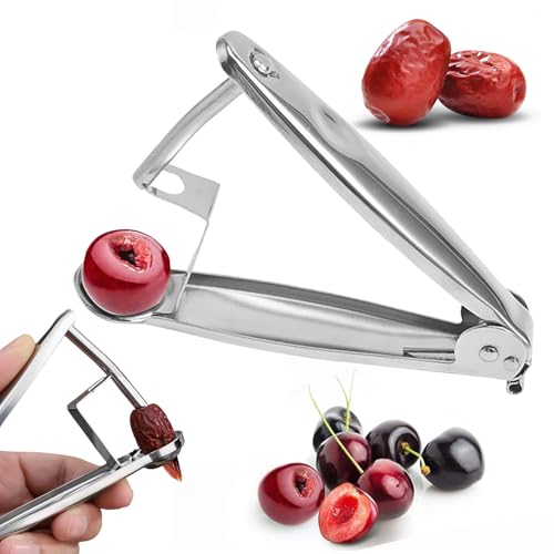 Welhammsae Dénoyauteur de Cerises, Outil Multifonction en Acier Inoxydable pour Noyaux de Cerises, Denoyauteur Olives, Idéal pour Raisins, Canneberges et Jujubes